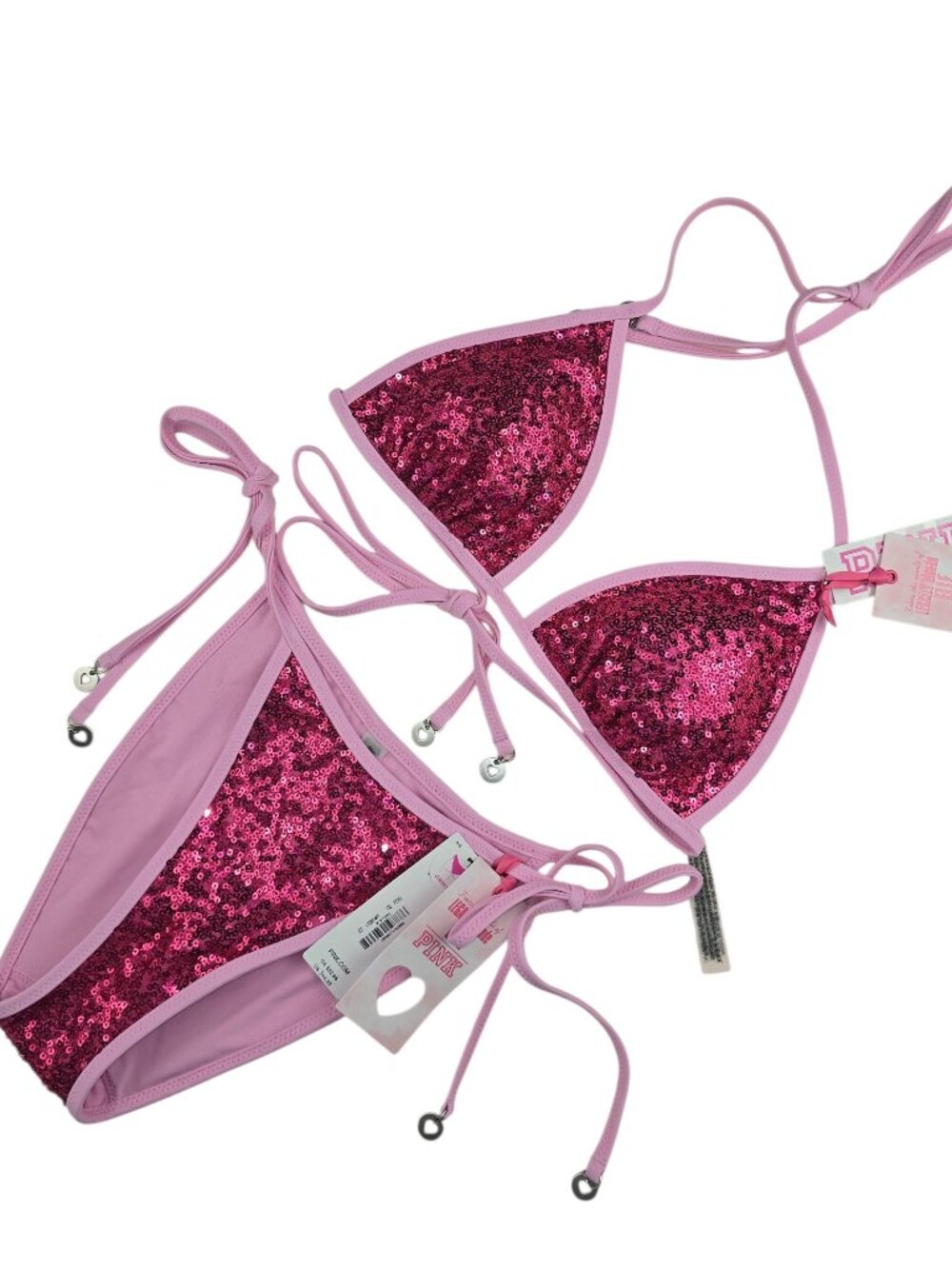 Victoria's Secret PINK Elle Legally Blonde Bling Sequin Triangle Bikini Set NWT